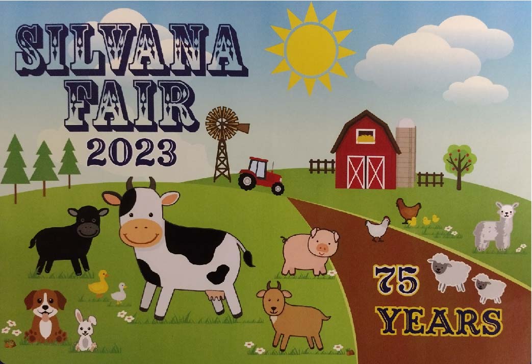 cartoon animals in a field in front of a barn